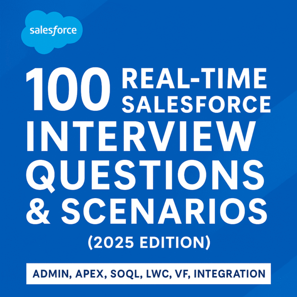 100 Real-Time Salesforce Interview Questions & Scenarios (2025 Edition) β Admin, Apex, SOQL, LWC, VF, Integration