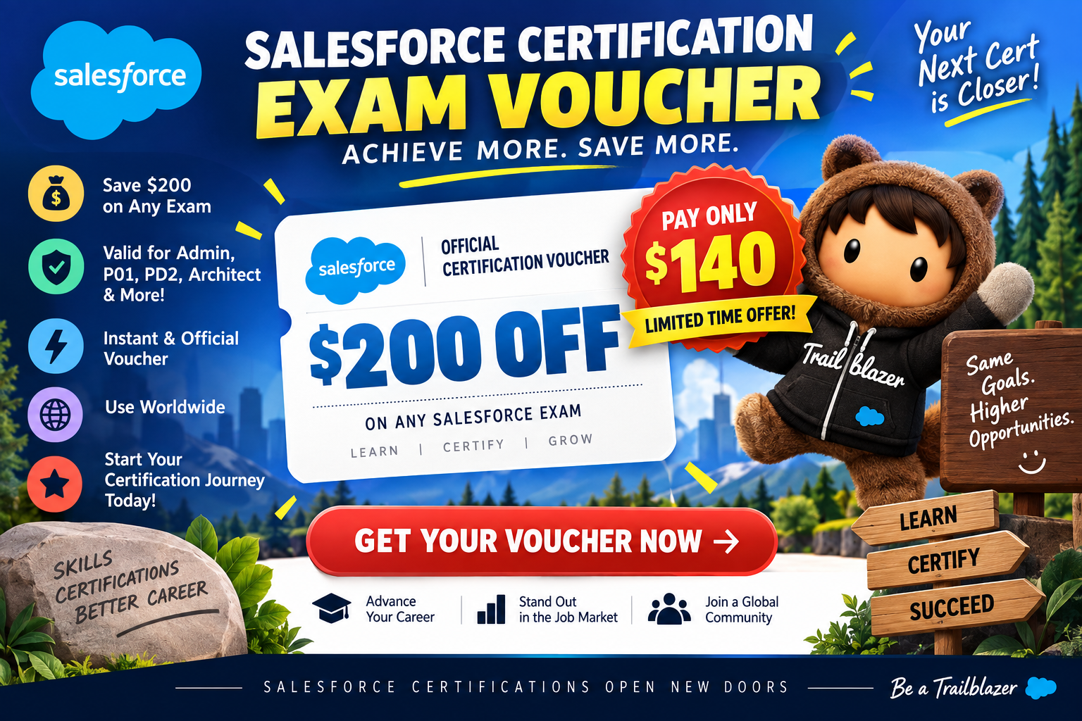 Salesforce Certification Exam Voucher – Get $200 OFF (Pay Only $140)